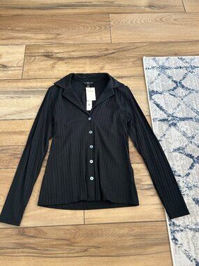Banana Republic Ribbed Collared Button Up Long Sleeve